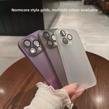 Мягкий матовый чехол для iPhone 15 Pro Max/16 с пленкой для объектива, подходит для моделей 13/12 11 6.1 прозрачный/фиолетовый