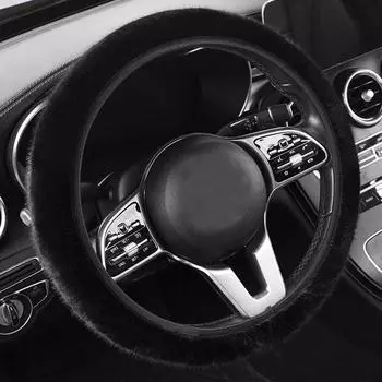 Мягкий меховой чехол на руль автомобиля, плюшевый автомобильный перчаточный чехол, зимние автомобильные аксессуары 36cm розовый