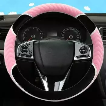 Мягкий меховой чехол на руль автомобиля, теплые автомобильные аксессуары, зимний защитный чехол на руль серый