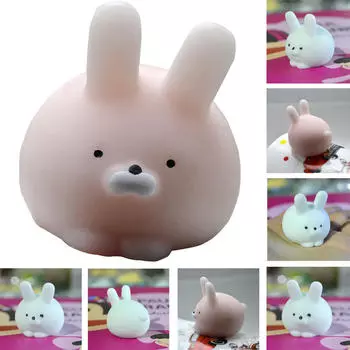 Мягкий мини-толстый кролик, Исцеляющее сжатие, забавная шутка, подарок, растущие игрушки белый