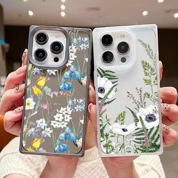 Мягкий модный чехол с принтом свежих цветов для iPhone 16 Pro Max 15 Plus 14 Pro 13 12 11 TPU прозрачный тонкий ударопрочный силиконовый прозрачный чехол для телефона iPhone 16