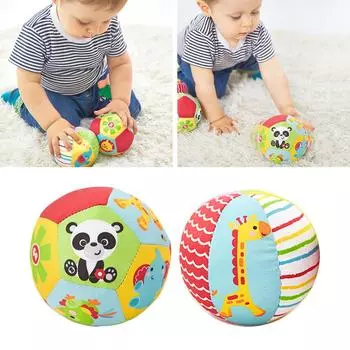 Мягкий набивной мяч для младенцев и малышей с рисунком животных, спортивная игрушка для кроватки