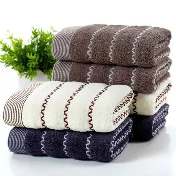 Мягкий набор полотенец Stripe Spa Beauty Face Towel Cotton For Adults Kids Bath Shower Hand Towel Home Hotel Salviette De Bain Handtuch 1pcs 34x75cm синий