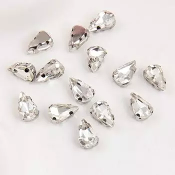 Мягкий наконечник Капля воды Стекло Коготь Бриллиант Белый К Стальной коготь Кристалл Ручная работа Шов Бриллиант DIY Ювелирные изделия Аксессуары для одежды Свадебное платье 8 * 13mm four-corner claw белый