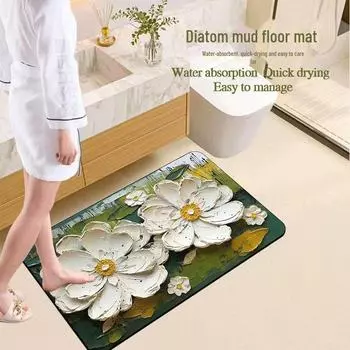 Мягкий, нескользящий коврик для ванной комнаты Daisy Diatom Mud — быстросохнущий и толстый водопоглощающий коврик 40x60 cm 2.5