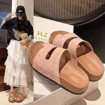 Мягкий носок с толстым дном, женские тапочки на лето 2025 года, новая модная верхняя одежда, пляжная верхняя одежда сандалии для женщин 35 розовый