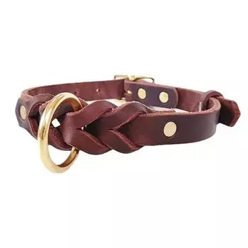 Мягкий ошейник для собак из натуральной кожи, регулируемый ошейник из натуральной кожи для больших собак, французских бульдогов, питбулей, домашних животных, аксессуары M (neck 30-41cm)