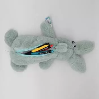 Мягкий пенал в виде животного, мягкая игрушка, мягкий на ощупь пенал в форме кролика, косметичка, канцелярский чехол, школьные принадлежности синий