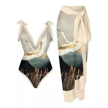 Мягкий пляжный купальник с принтом, пляжная одежда из полиэстера, летняя сексуальная модная пляжная одежда Woemn S
