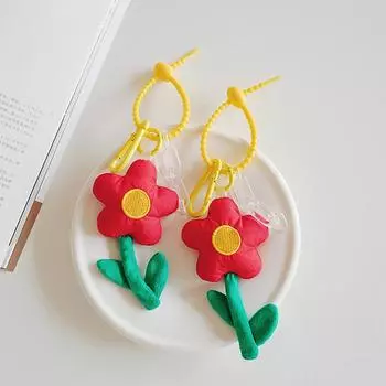 Мягкий плюшевый брелок с цветочным принтом, аксессуары для рюкзака, украшения, ремешки, полоски