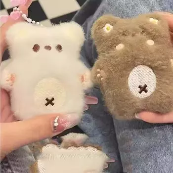 Мягкий плюшевый брелок в виде медведя Squeeze, плюшевая мягкая игрушка, плюшевый мишка, кулон в виде медведя-пищалки, пара белый