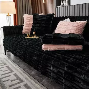 Мягкий плюшевый чехол для дивана с изображением кролика, трехмерная теплая декоративная подушка для гостиной, утолщенная нескользящая защита мебели 70X70CM 1PC оранжевый