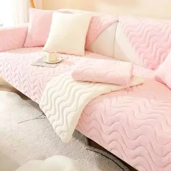 Мягкий плюшевый чехол для дивана с кроликом, теплые зимние чехлы для полотенец для дивана, нескользящий пылезащитный коврик для дивана, утолщенная подушка для дивана для гостиной 70x70