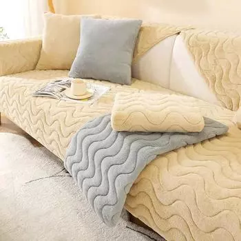 Мягкий плюшевый чехол для дивана с кроликом, теплые зимние чехлы для полотенец для дивана, нескользящий пылезащитный коврик для дивана, утолщенная подушка для дивана для гостиной 70x70cm 1pcs