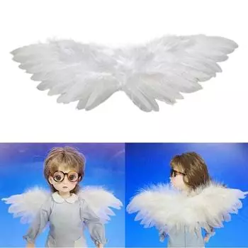 Мягкий плюшевый черный костюм, аксессуар для игр, крылья ангела из перьев с удобными ремнями для вечеринок и выступлений 19*9cm чёрный