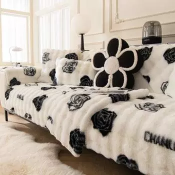 Мягкий плюшевый диванный полотенце, утолщенный зимний теплый чехол для дивана для гостиной, универсальный противоскользящий диванный коврик, подушка для дивана, домашний декор 70x70