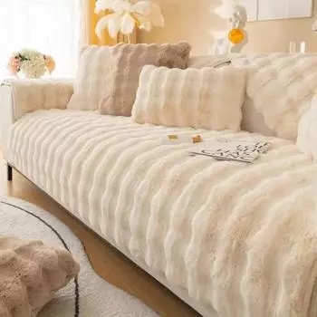 Мягкий плюшевый коврик для дивана с кроликом, зимняя теплая подушка для дивана для гостиной, утолщенный пылезащитный защитный чехол для мебели, домашний декор 70x70