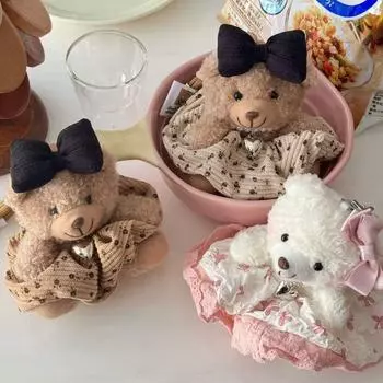 Мягкий плюшевый медведь, подвесное украшение из полипропиленового хлопка, плюшевый медведь, кулон для пары, девочки, детей, подарок Style A