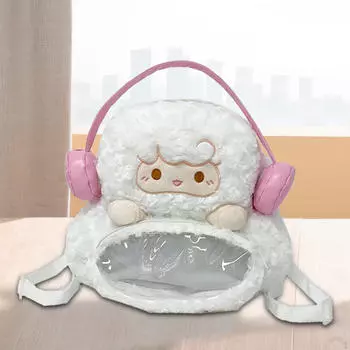 Мягкий плюшевый рюкзак с мультяшным рисунком, регулируемый плечевой ремень, мягкий, легкий, подарочный рюкзак с игрушками-животными серый