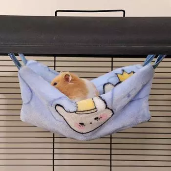 Мягкий подвесной гамак для хомяка, удобная сумка для качелей для хомяка, практичная клетка для морской свинки, гнездо, зима S синий