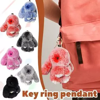 Мягкий помпон-кролик ручной работы Charmss, брелок-кролик Fluffys, брелок-подвеска из искусственного меха кролика для девочек One Size чёрный