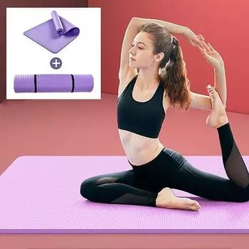 Мягкий противоскользящий коврик для йоги для мужчин и женщин, коврик для упражнений, большой (Толщина 6 мм) с ремешком для переноски дома и тренировок на открытом воздухе Фитнес Водонепроницаемый, 185 x 61 cm, 6 mm