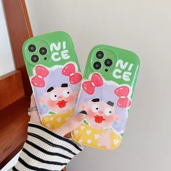 Мягкий противоударный силиконовый чехол для телефона Doodle Nice Girl Love Flower для Iphone 12 13 11 Pro Max Promax, милая задняя крышка с рисунком Ins For iphone 13pro