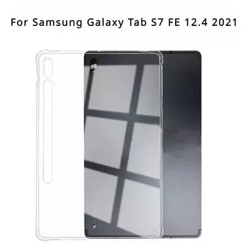 Мягкий прозрачный чехол для Samsung Galaxy Tab S7 FE 12.4 2021 Противоударный чехол из ТПУ с подушкой безопасности из силикона для SM-T730 SM-T733 SM-T736B чистый