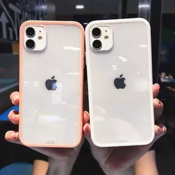 Мягкий прозрачный чехол для телефона Iphone 13 12 11pro Max Xr Xs Max, силиконовая рамка, противоударный акриловый прозрачный жесткий чехол для ПК for iPhone 12