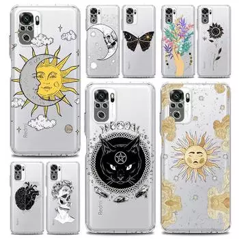 Мягкий прозрачный чехол для телефона с изображением луны и кота Таро для Xiaomi Redmi Note 12 10C 10 11 9 8 Pro Plus 9S 7 8T 9T 9A 8A 9C K50 K40 Redmi Note 11