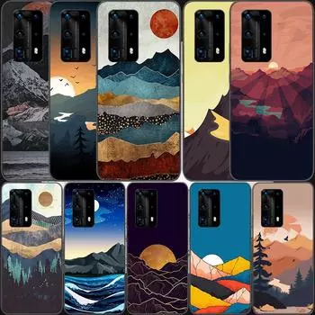 Мягкий прозрачный чехол для телефона с изображением природного пейзажа для Huawei P30 Lite P10 P20 P40 P50 Pro Mate 40 Pro 30 20 10 Lite Co Huawei P30 Pro