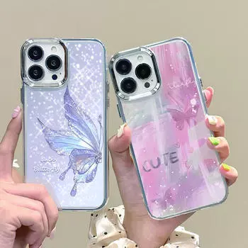 Мягкий прозрачный чехол для телефона с красивым принтом бабочки мечты для iPhone 16 Pro Max 15 Plus 14 13 Pro 12 11, защитный силиконовый чехол для линз с покрытием, противоударный чехол iPhone 16