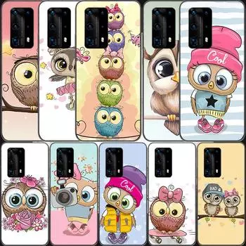 Мягкий прозрачный чехол для телефона с милой совой и сердечками Lover для Huawei P30 Lite P10 P20 P40 P50 Pro Mate 40 Pro 30 20 10 Lite Cover Si Huawei P40