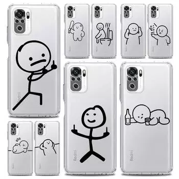 Мягкий прозрачный чехол для телефона с мультяшным спичменом для Xiaomi Redmi Note 12 10C 10 11 9 8 Pro Plus 9S 7 8T 9T 9A 8A 9C K50 K40 игровой чехол Redmi Note 12
