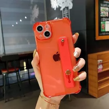 Мягкий прозрачный чехол для телефона с ремешком на запястье для iPhone 11 12 13 Pro Max X XR Xs Max 7 8 Plus SE Mini Kickstand Bumper Cover For iPhone SE 2020