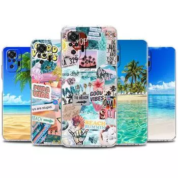 Мягкий прозрачный чехол для Xiaomi Redmi Note 10 9 8 Pro 9S 10S 8T 9A 9C K40 7 9T 8A противоударный чехол для телефона Летние каникулы пляжные чехлы Redmi K40