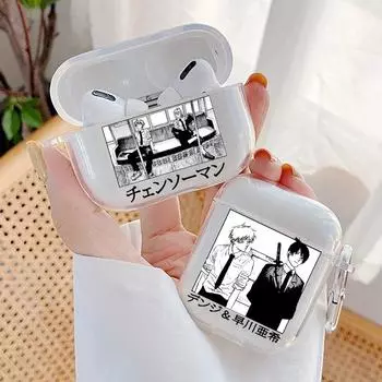 Мягкий прозрачный чехол из ТПУ «Человек бензопилы» для Apple Airpods Pro 2, чехлы Power Denji Makima Aki Pochita, чехол для наушников Airpod Shell