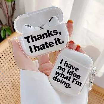 Мягкий прозрачный чехол из ТПУ с забавными текстовыми цитатами для Apple Airpods Pro 3 2 1, беспроводные Bluetooth наушники Air Pods, чехлы для Airpod