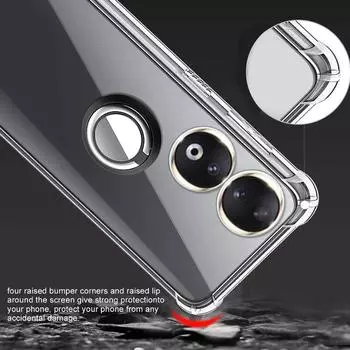 Мягкий прозрачный чехол с подставкой для кольца для Honor 90 Pro 90 Lite 80 70 60 50 30 20 Pro Plus, прозрачный кронштейн-держатель, подушка безопасности, защитная задняя крышка телефона, капа For Honor 80 серебряный