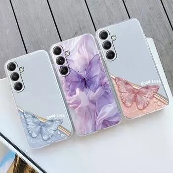 Мягкий прозрачный силиконовый чехол Butterfly Marble для Xiaomi Redmi Note 13 14T 15 Samsung A55 A35 S24 iPhone Huawei Honor Camera Защитный противоударный чехол Samsung Galaxy S20