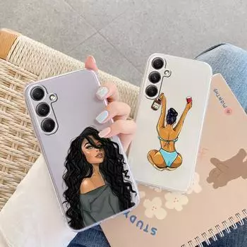 Мягкий прозрачный силиконовый чехол Cool Girls для Xiaomi Redmi Note 13 Pro 13C Samsung A35 A55 M35 S24 Huawei Honor 200 iPhone Camera Защитный противоударный чехол Samsung Galaxy S20 FE