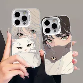 Мягкий прозрачный силиконовый чехол для iPhone 15 Pro Max 14 13 12 11 Xsmax XR-креативный милый кошачий розовый для женщин и девочек, защитный чехол для всего тела Apple 15