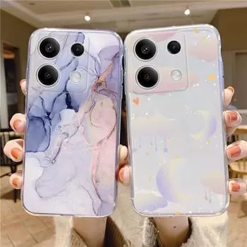 Мягкий прозрачный силиконовый чехол для телефона с мраморным котом и цветочным узором для камеры Xiaomi Redmi Note 13 Pro 13C, противоударный защитный резиновый чехол-бампер Xiaomi Poco X3