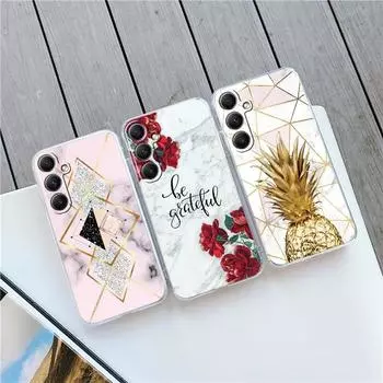 Мягкий прозрачный силиконовый чехол Flower Marble для Xiaomi Redmi Note 13 14T 15 Samsung A55 A35 M35 S24 iPhone Huawei Honor Camera Защитный противоударный чехол Samsung Galaxy S20