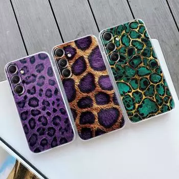 Мягкий прозрачный силиконовый чехол Leopard для Xiaomi Redmi Note 13 14T 15 Samsung A55 A35 S24 FE S25 iPhone Huawei Honor 200 Camera Защитный противоударный чехол Samsung Galaxy S20