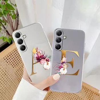 Мягкий прозрачный силиконовый чехол с английскими буквами и цветком для Xiaomi Redmi Note 13 Pro 13C 14 Poco C65 Samsung A35 A55 M35 S24, защитный противоударный чехол для камеры Samsung Galaxy A11