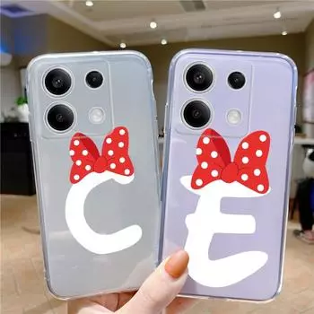 Мягкий прозрачный силиконовый чехол с бантом и буквами AZ для Xiaomi Redmi Note 13 Pro 13C Poco C65 X3 Pro Camera, противоударный защитный бампер Xiaomi Poco X3 Pro