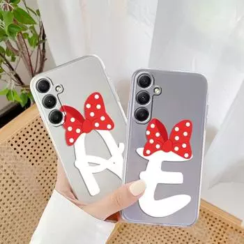 Мягкий прозрачный силиконовый чехол с бантом и буквами AZ для Samsung A55 A54 A35 A34 A15 M35 M34 M33 S24 Plus S23 FE, защитный противоударный чехол для камеры Samsung Galaxy A13 4G