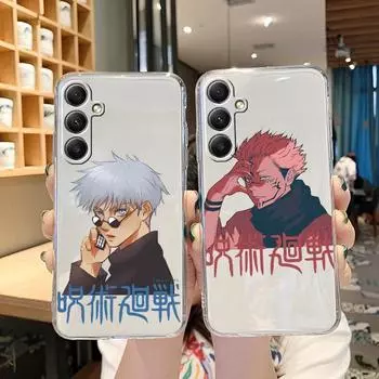 Мягкий прозрачный силиконовый чехол с рисунком аниме для Samsung A55 M35 S24 Xiaomi Redmi Note Poco C65 iPhone 15, противоударный защитный чехол-бампер для камеры Samsung Galaxy S20
