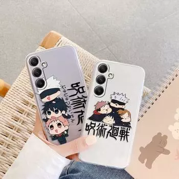Мягкий прозрачный силиконовый чехол с рисунком аниме для Samsung A55 M35 S24 Xiaomi Redmi Note 13 Poco C65 iPhone Camera противоударный защитный бампер Samsung Galaxy S20